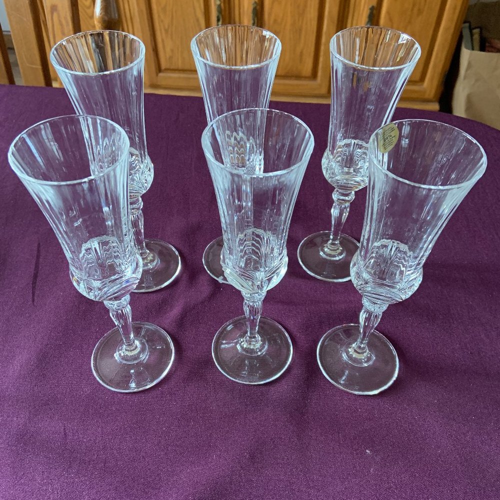 Vintage Italian Lead Crystal Champagne Glasses – Lot of 6 (1990s)